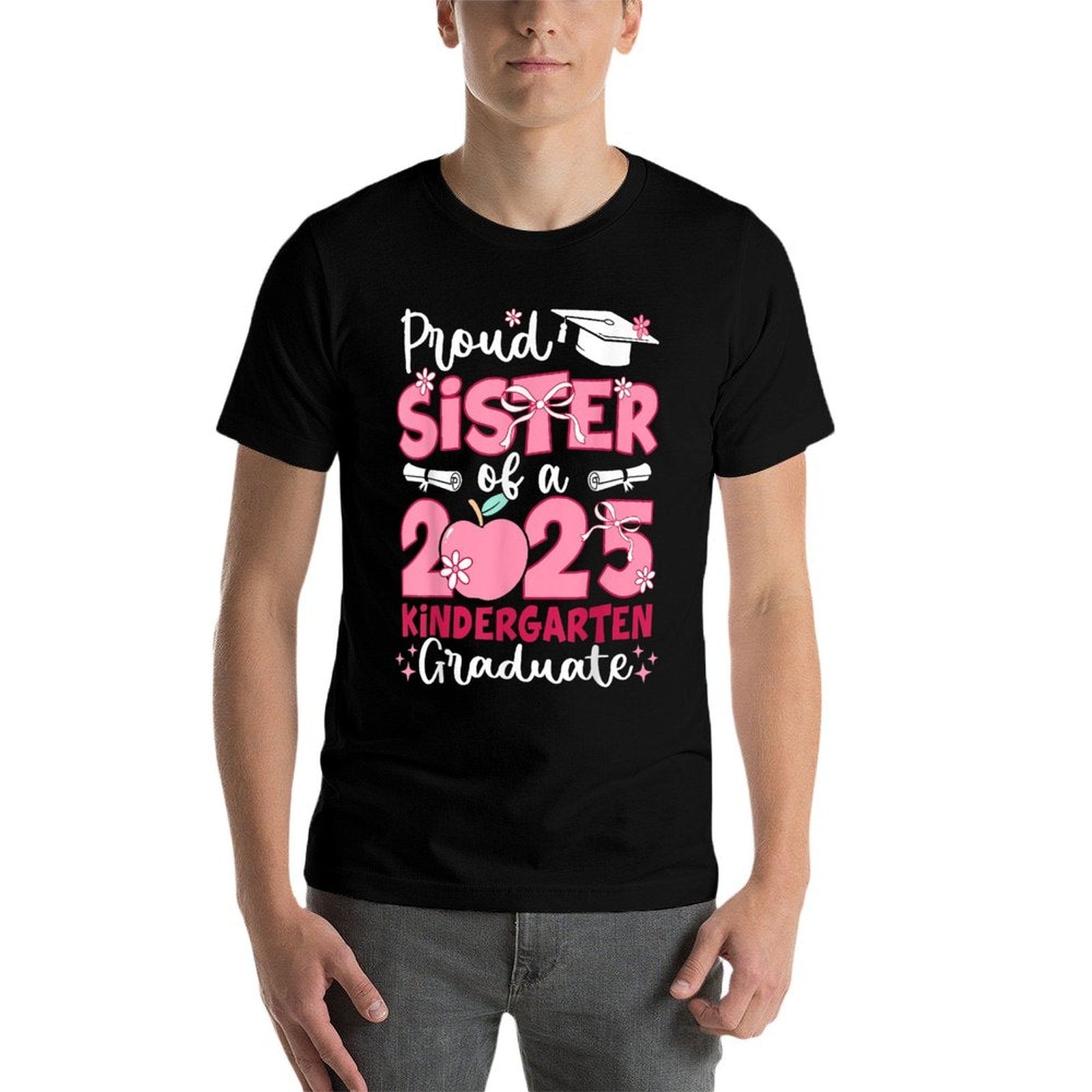 Proud Sister Of A 2025 Kindergarten Graduate Graduation Girl  Trendy Pattern T-Shirt