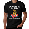 Christmas In July Chillin Cool Cats Funny Meowy Xmas Summer  Ribbed Collar T-Shirt