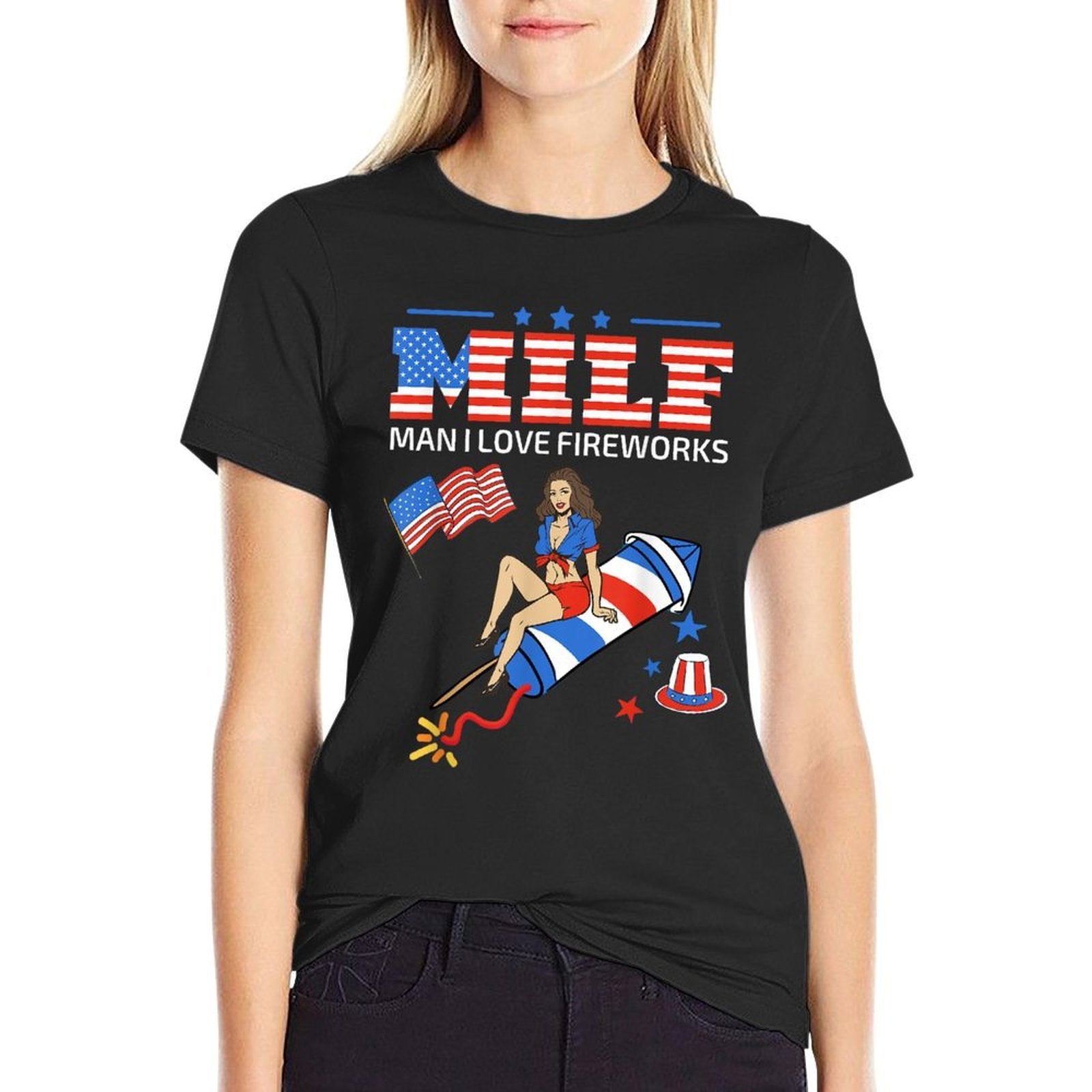 Saying Sarcastic MILF Man I Love Fireworks For Men  Soft T-Shirt