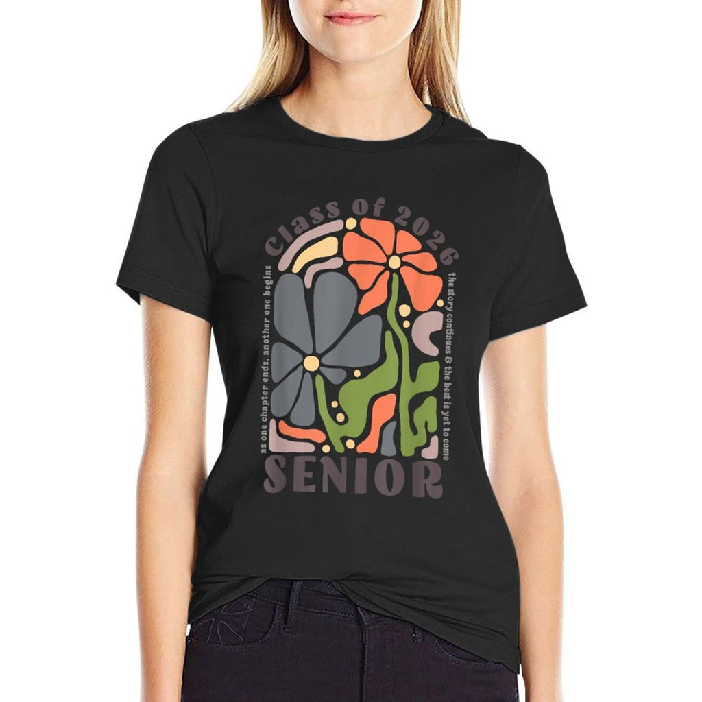 Senior 2026 Boho Floral Class of 2026 High School Senior  Trendy Pattern T-Shirt
