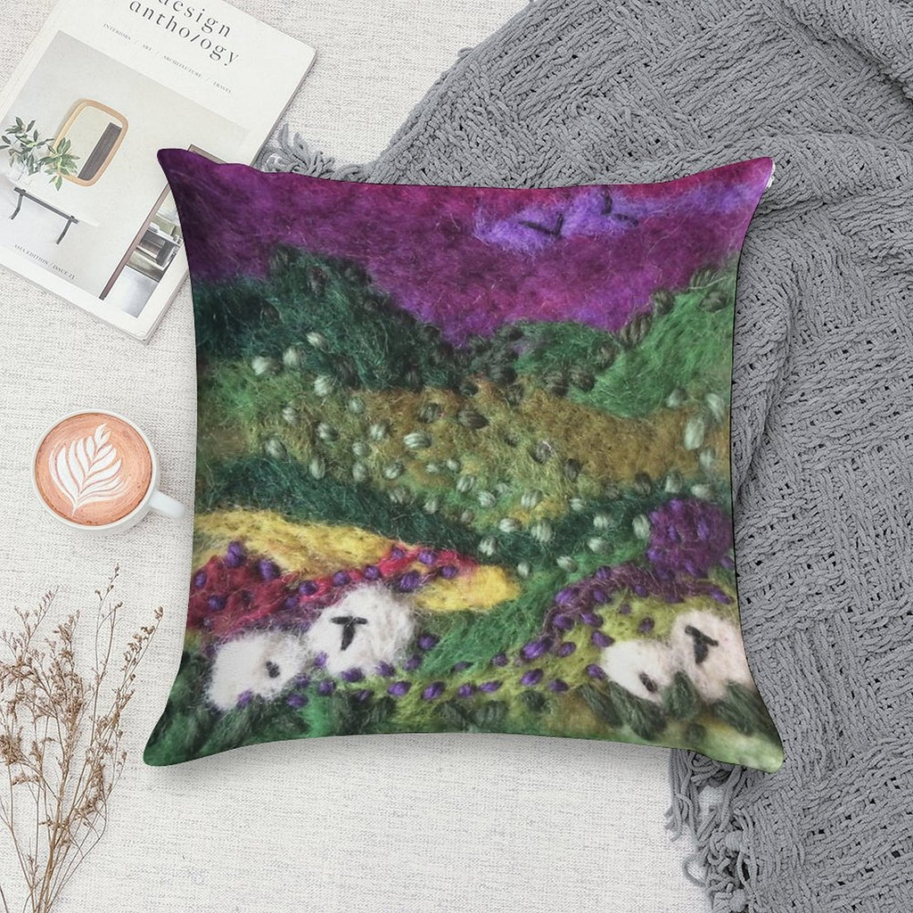 Print ONLY - North York Moors Felted Textile Art Soft Hidden Zipper Throw Pillow
