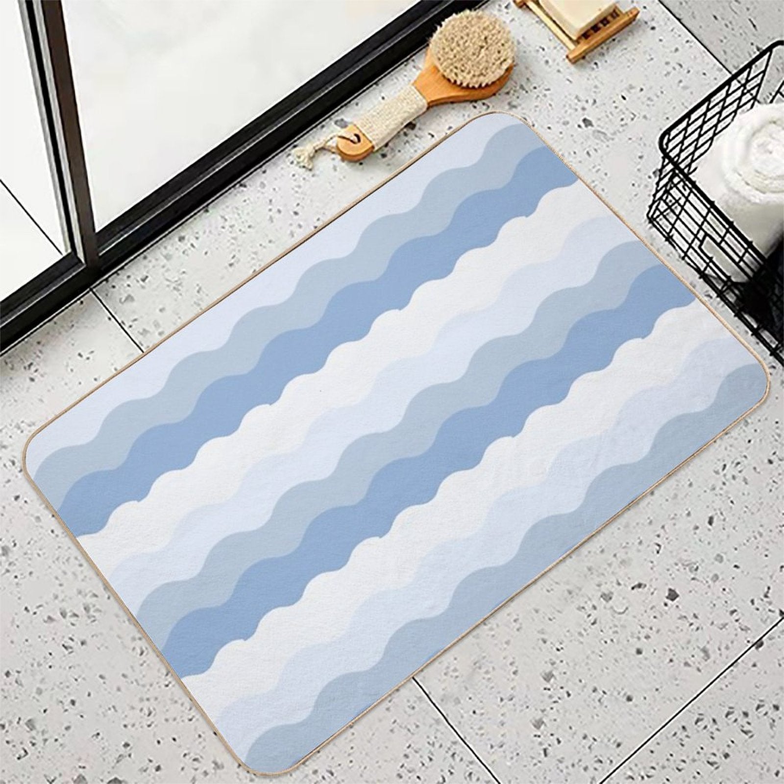 Ocean Waves Pattern  Non-Slip Bath Mat