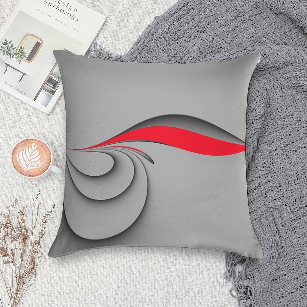 Grey And Red Soft Washable Throw Pillow