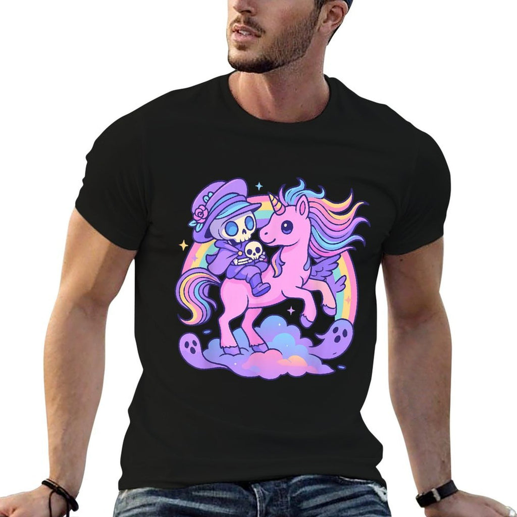 Pastel Goth Skeleton Rider  Unicorn - Kawaii Gothic Comfortable T-Shirt