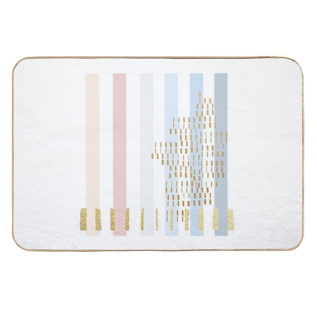 Pastel Stripe with Faded Gold  Rapid-Drying Bath Mat