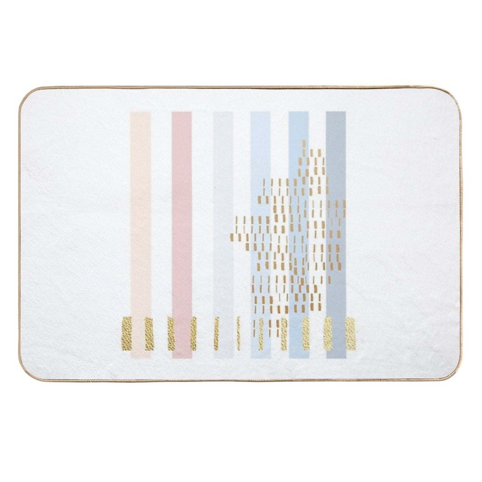 Pastel Stripe with Faded Gold  Rapid-Drying Bath Mat