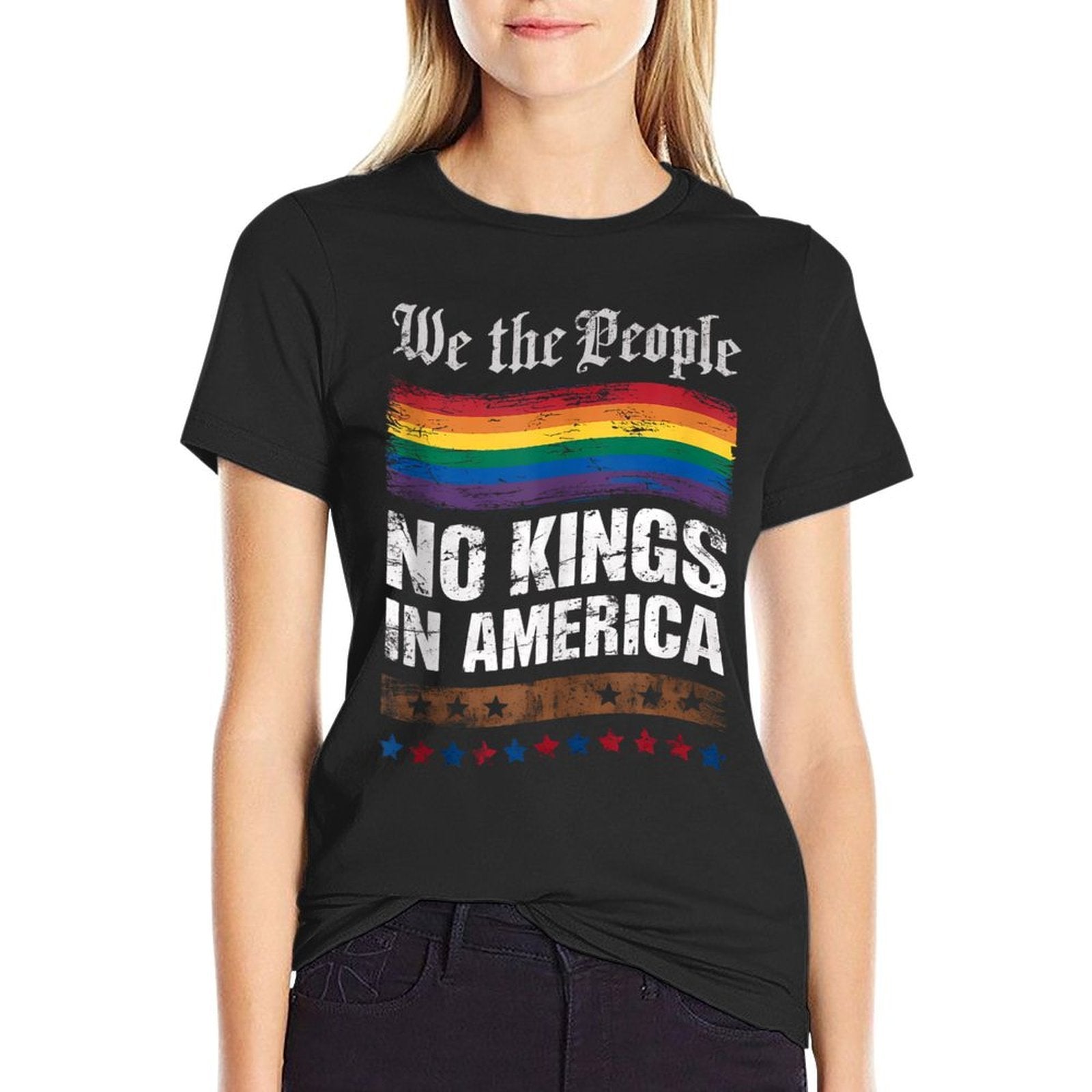 No Kings In America We The People Political Men Women  Slim-fit Cut T-Shirt