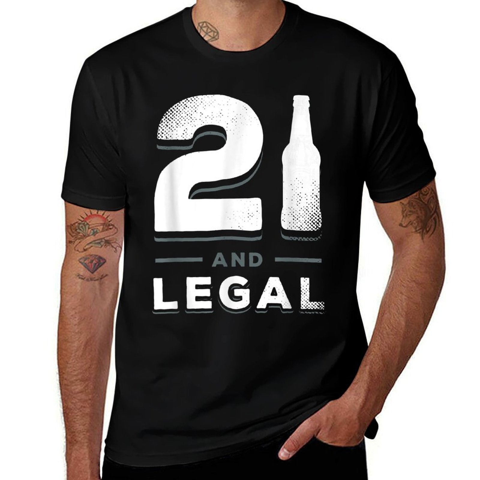 21 Year Old Birthday Gift Him Her Funny 21st Birthday Drink  Slim-fit Cut T-Shirt