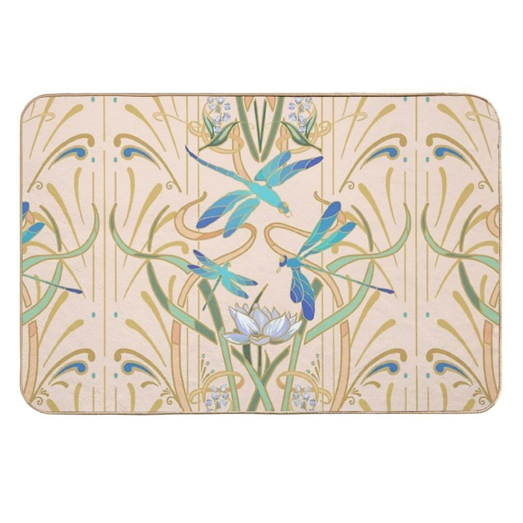 Art Nouveau Dragonflies Pattern  Blush  Absorbent Bath Mat