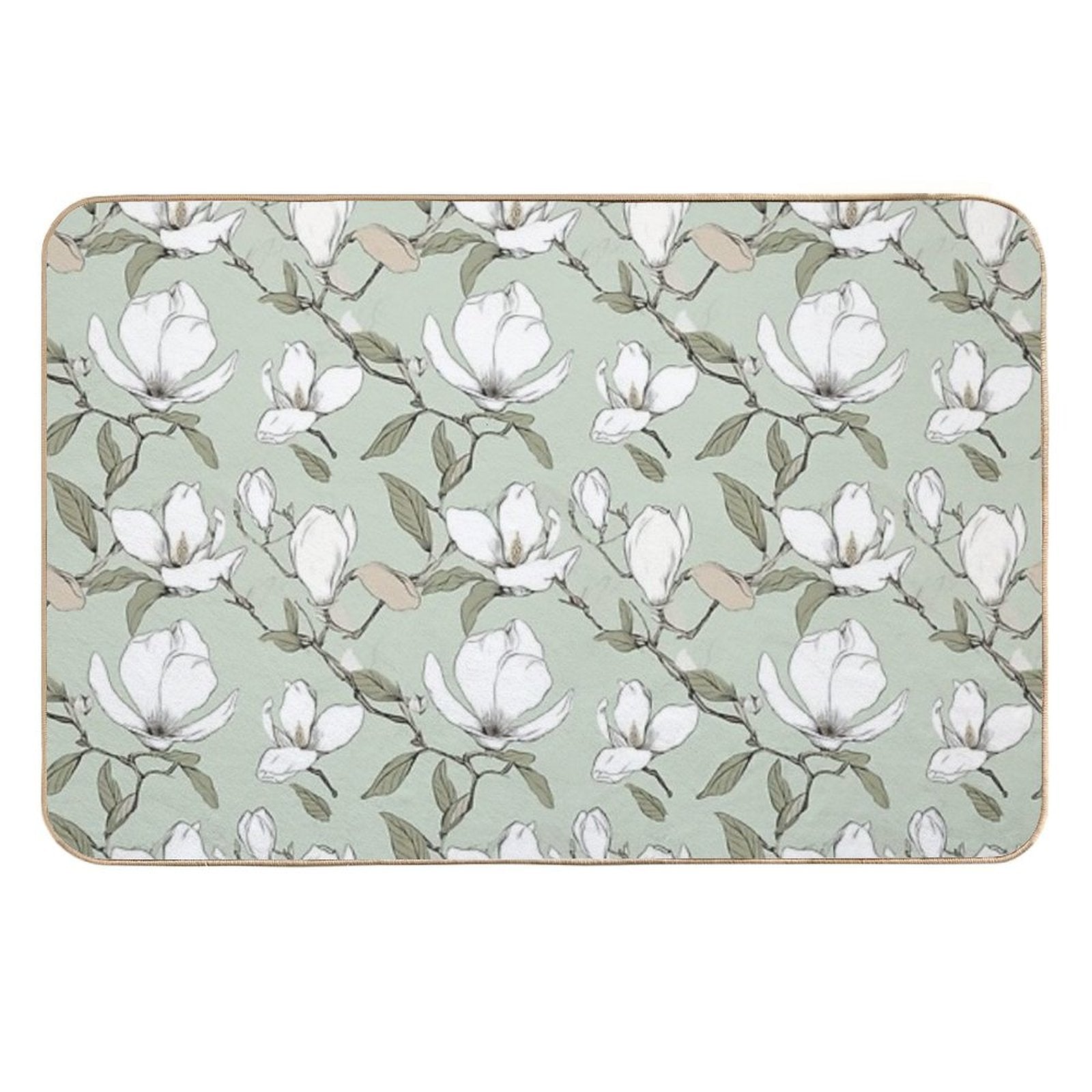 Blooming Elegance Magnolia Blossom Pattern  Long-Lasting Bath Mat