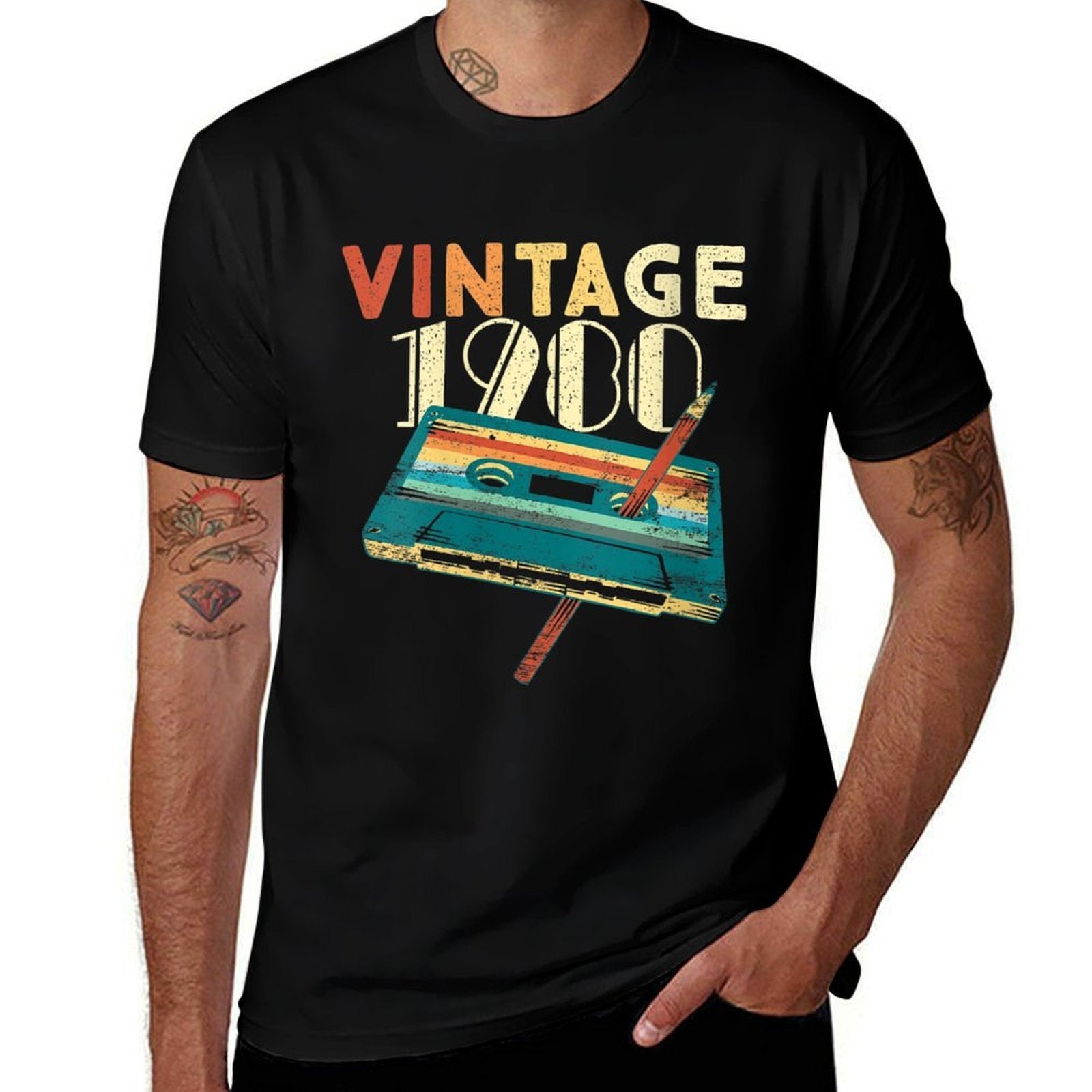 Womens Vintage 1980 Music Cassette 40th Birthday Gifts 40 Years Old  Affordable Price T-Shirt