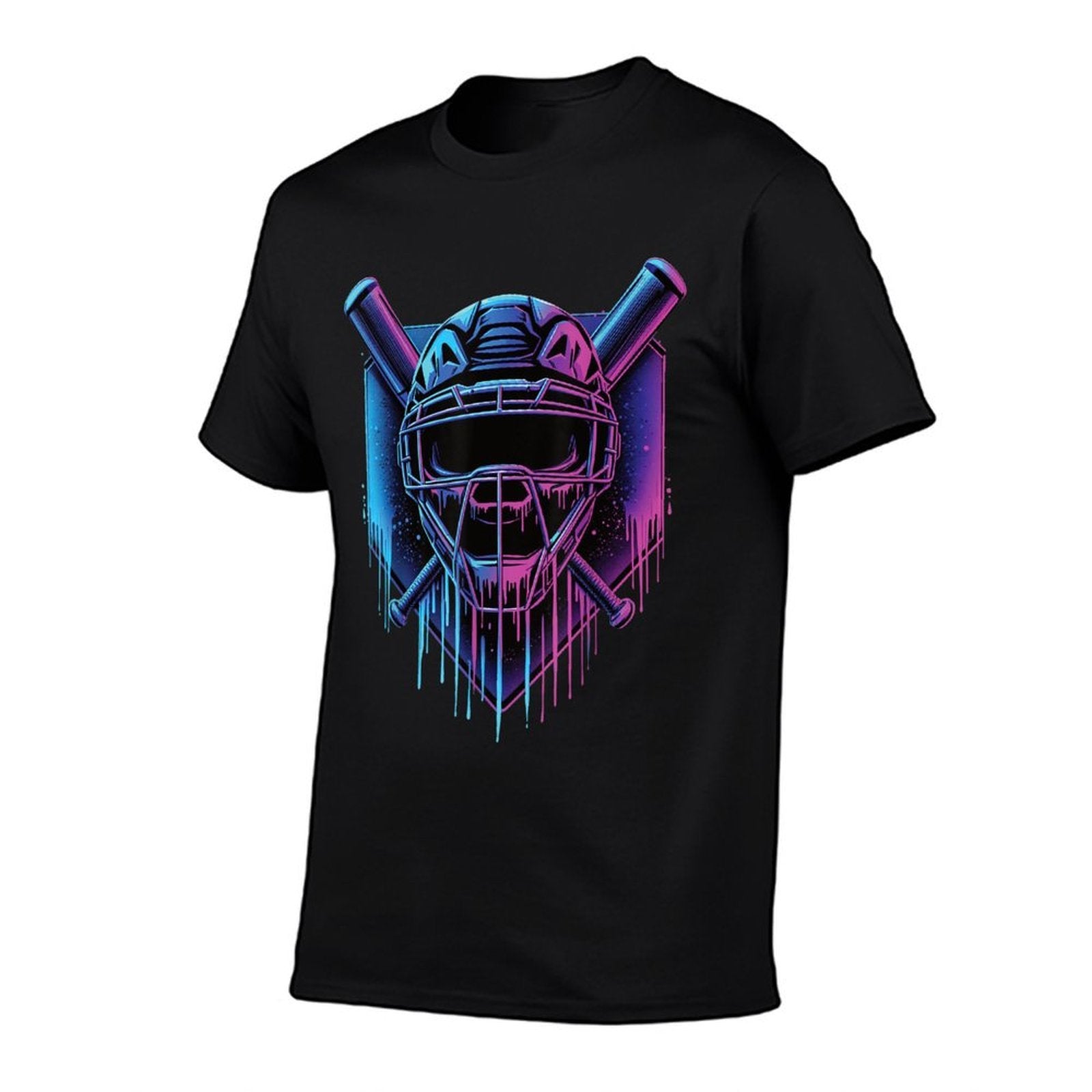 Baseball Catcher Mask Paint Dripping Baseball Fan Young Boys  Ribbed Collar T-Shirt