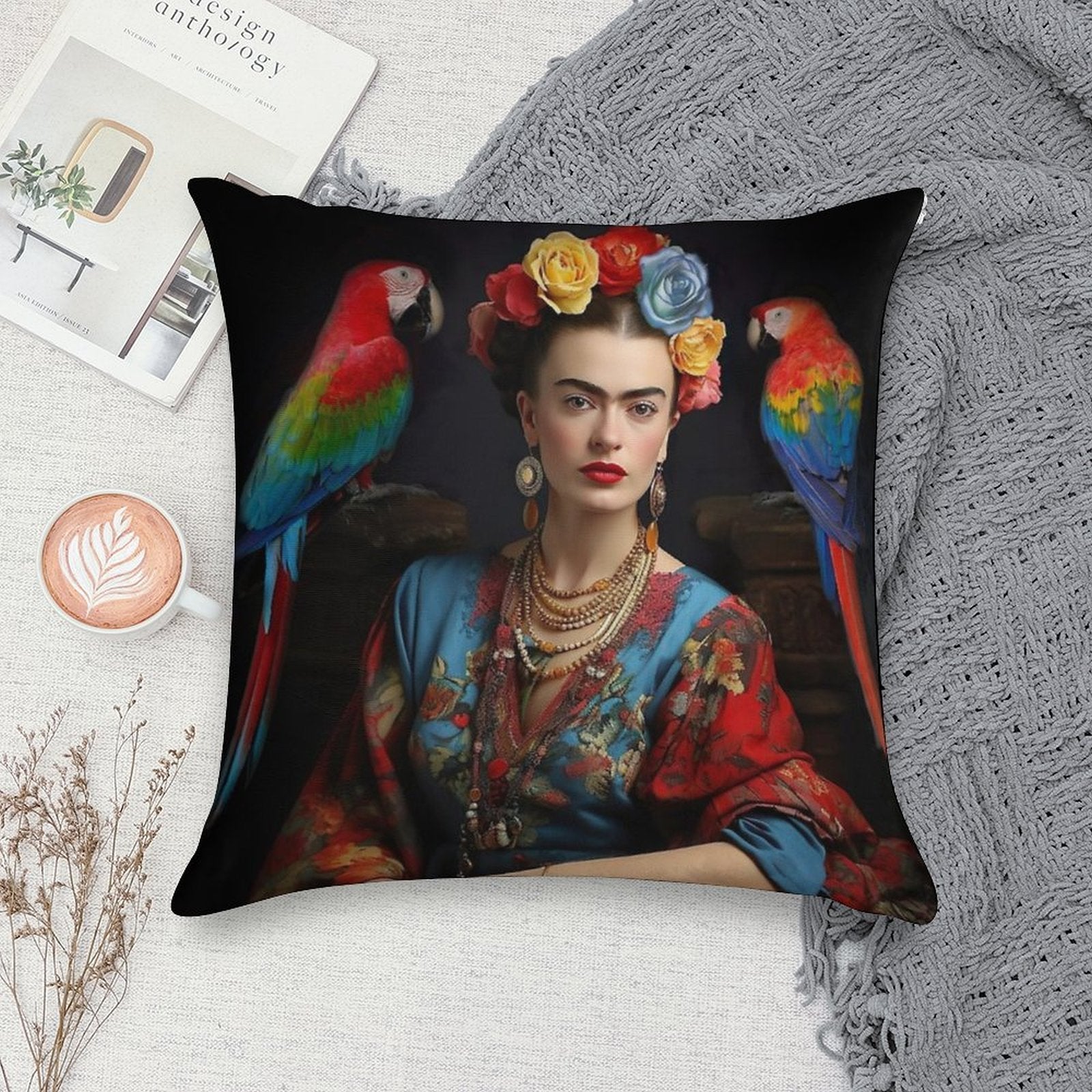 Frida Kahlo 9 Soft Hidden Zipper Throw Pillow