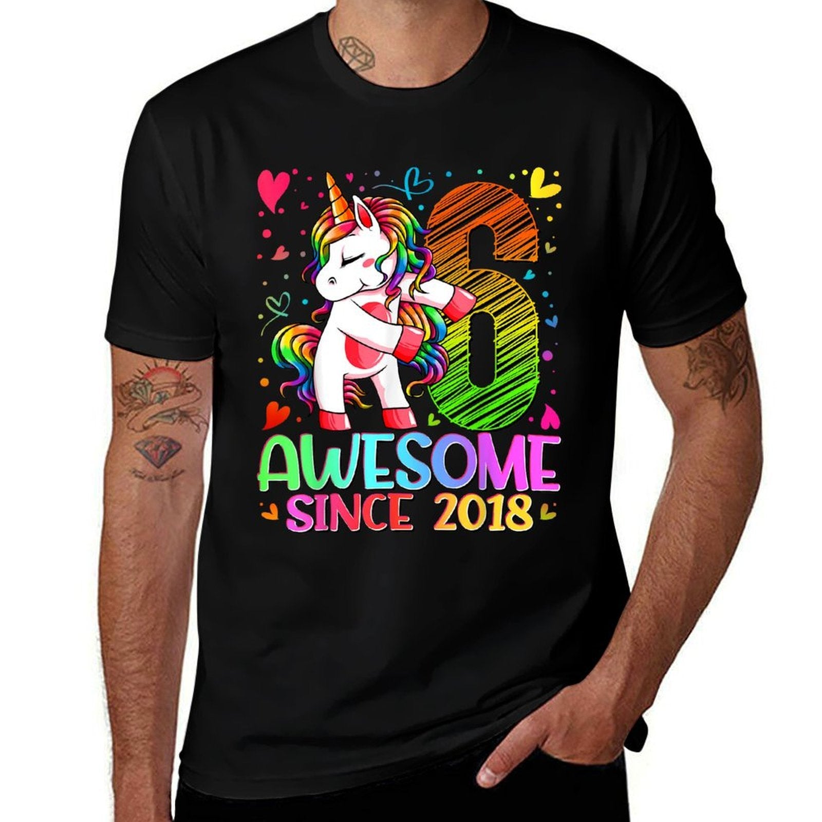 6 Years Old Flossing Unicorn Gifts 6th Birthday Girl Party  Stretchy T-Shirt