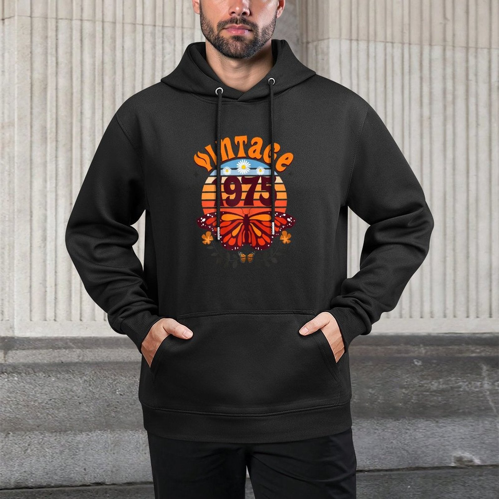 50 Years Vintage Butterfly Woman Year 1975 50th Birthday Versatile Streetwear Hoodie