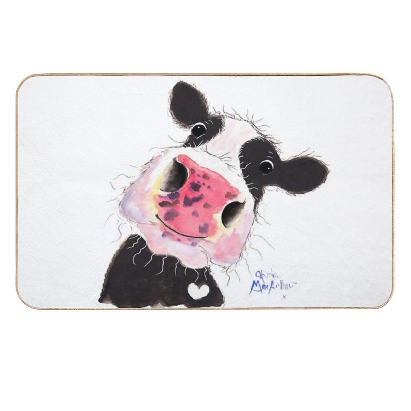 CoW PRiNT, ANiMaL PRiNT ' ARTHuR ' BY SHiRLeY MacARTHuR  Fade-Resistant Bath Mat