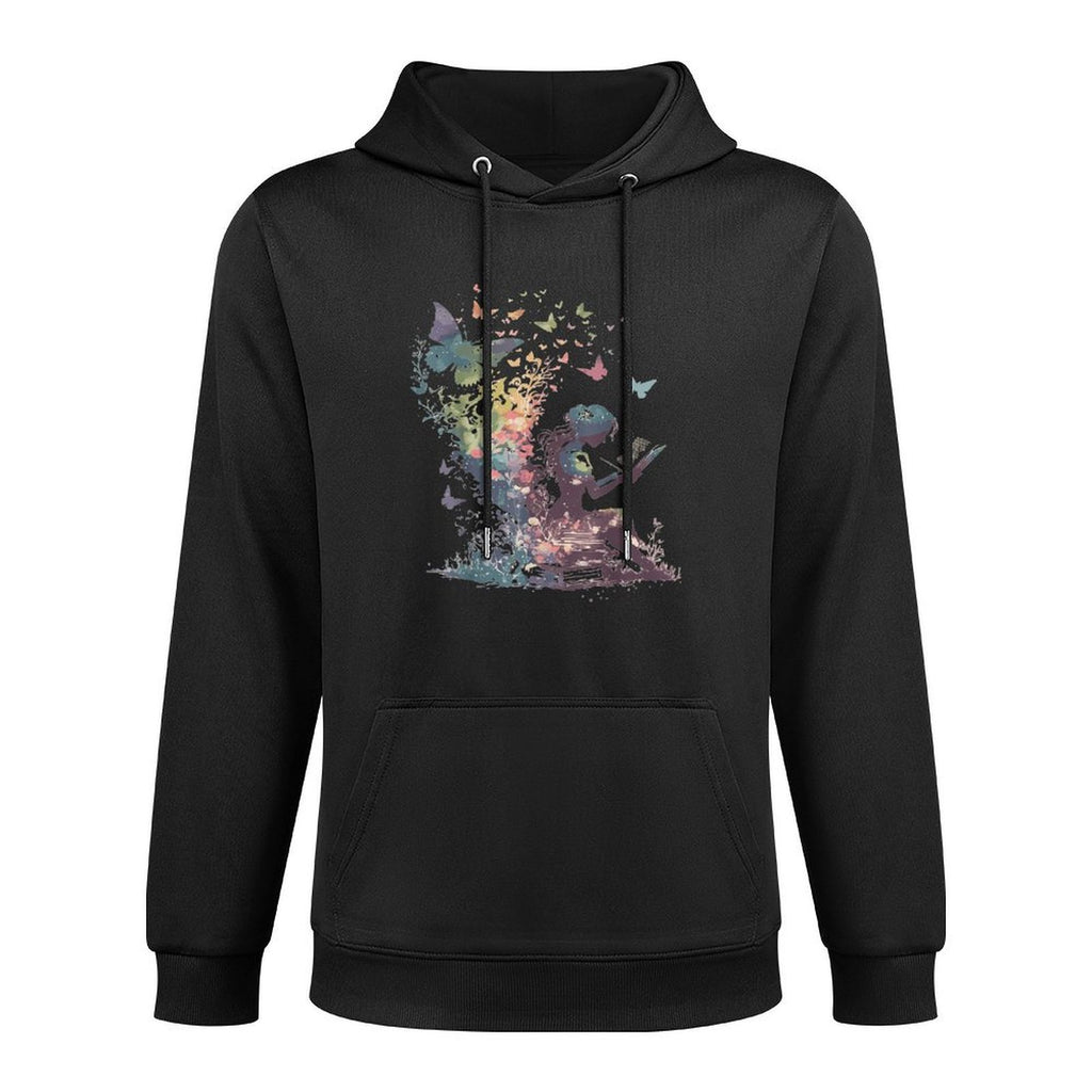 Watercolor Butterfly Fairy Read Book Library Fantasy Novel All-Day Comfort Hoodie