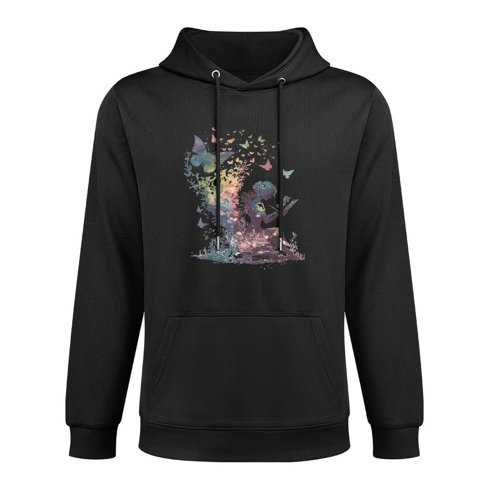 Watercolor Butterfly Fairy Read Book Library Fantasy Novel All-Day Comfort Hoodie
