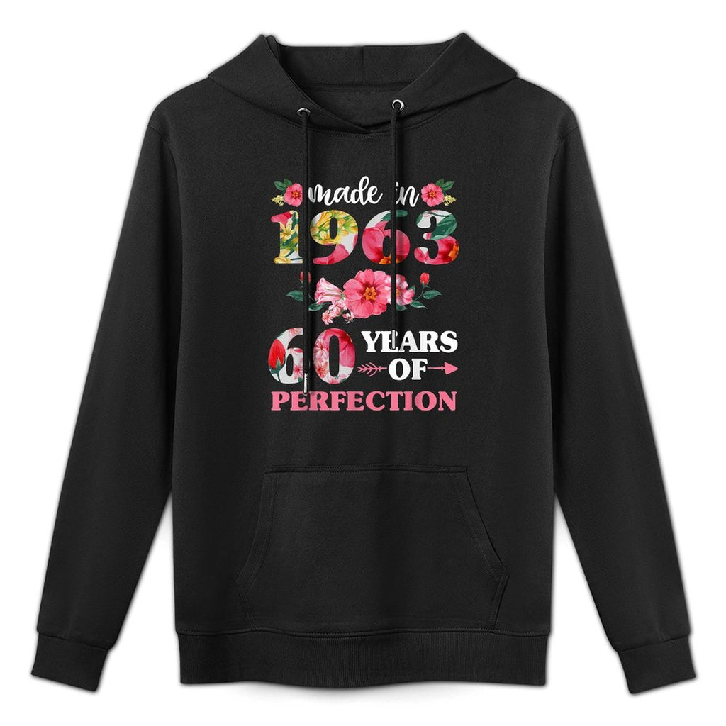60th Birthdays For Women, Floral Made In 1963 Relaxed Fit Hoodie