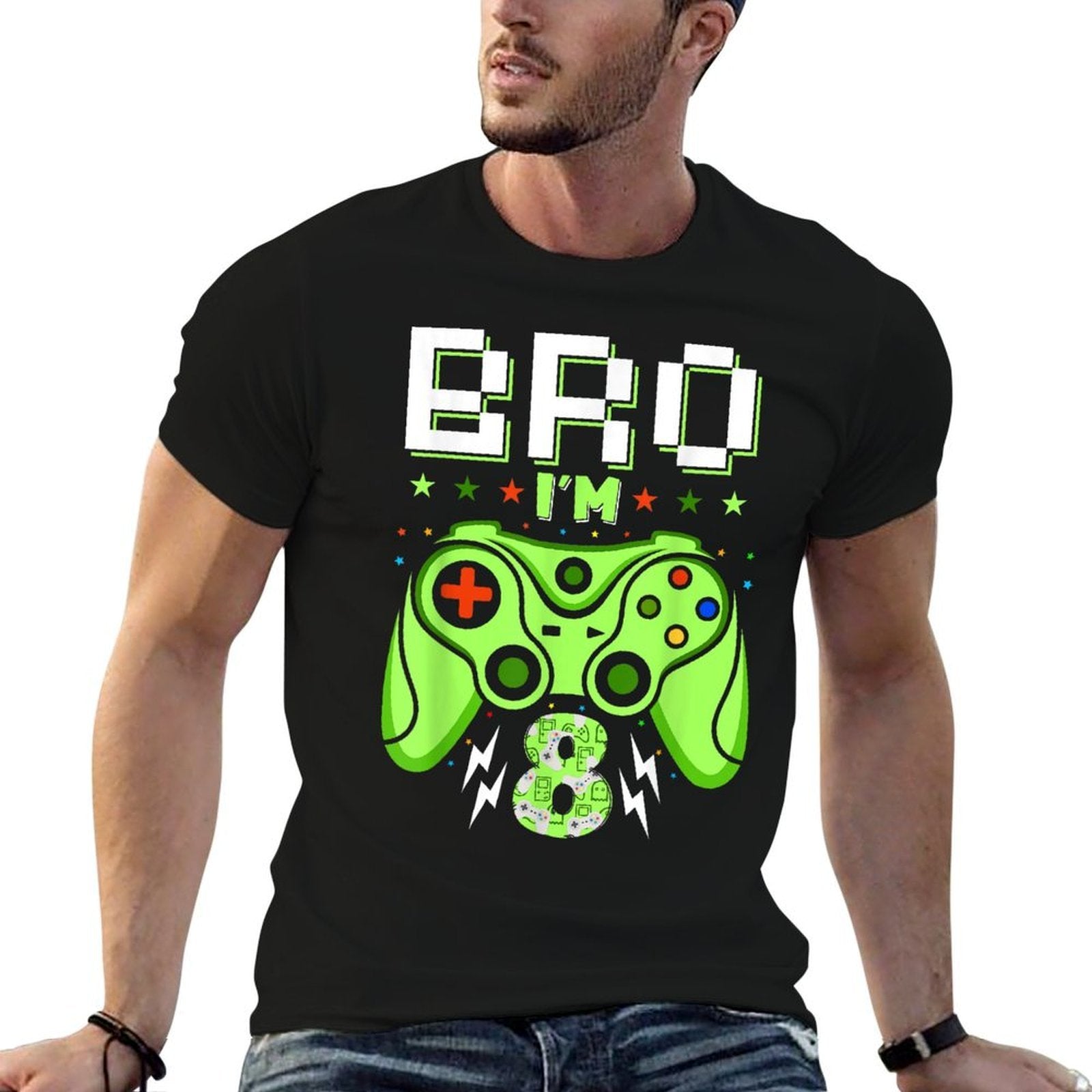 8th Birthday Boy Bro I’m 8 Year Old Video Gamer Eight Bday  Lightweight T-Shirt
