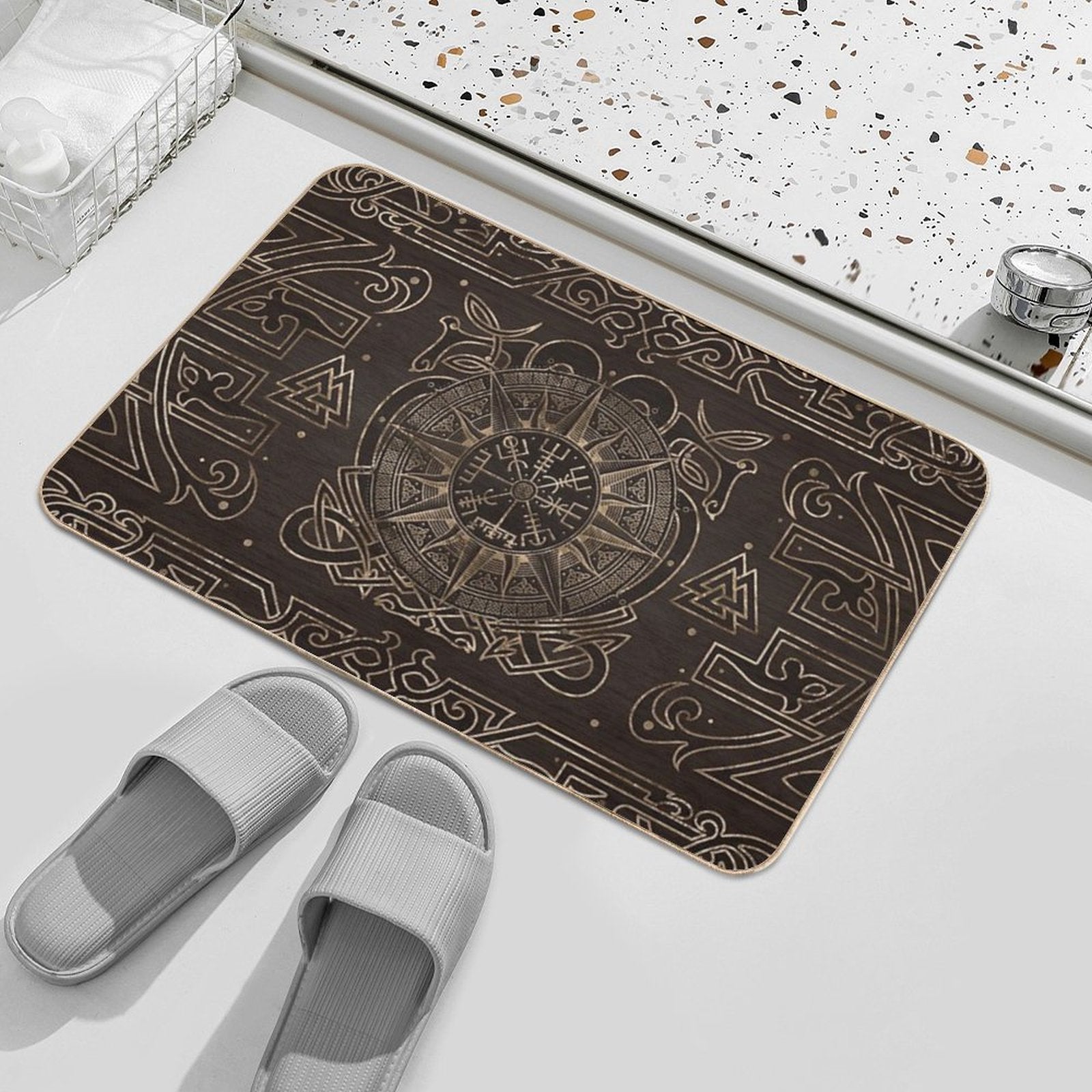 Vegvisir - Viking Compass Ornament  Slip-Resistant Bath Mat