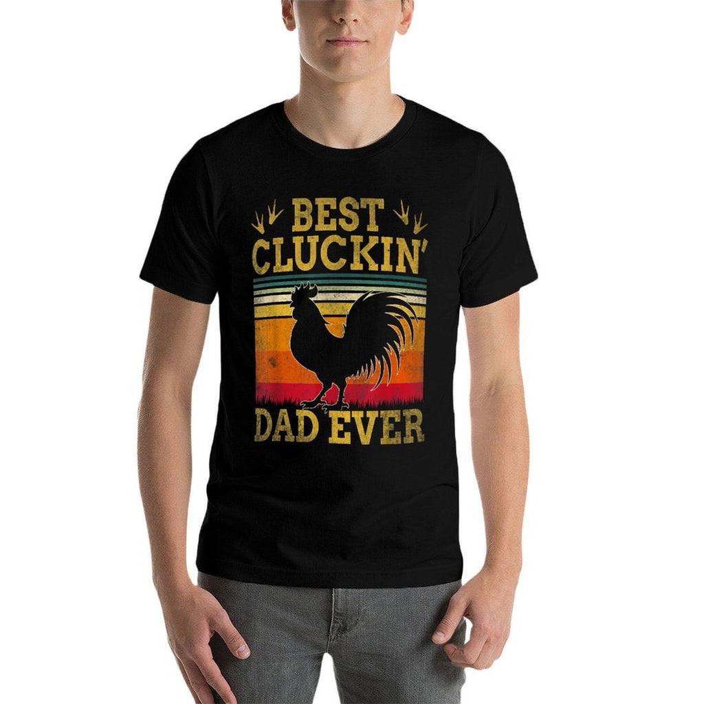 Best Cluckin Dad Ever Fathers Day Vintage Style Chicken Dad  Heathered Texture T-Shirt