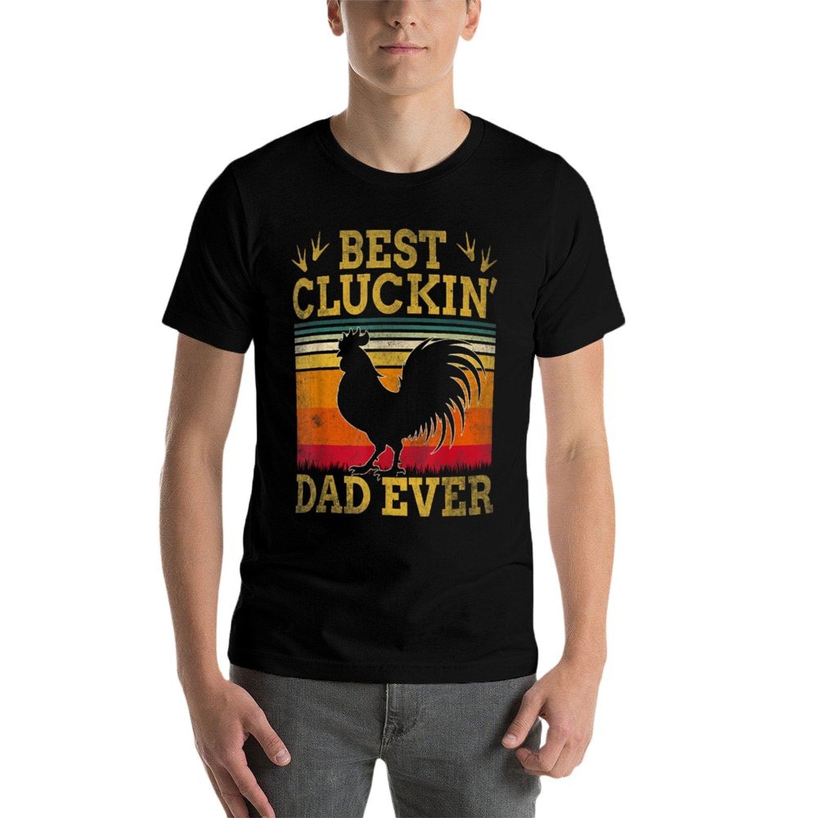 Best Cluckin Dad Ever Fathers Day Vintage Style Chicken Dad  Heathered Texture T-Shirt
