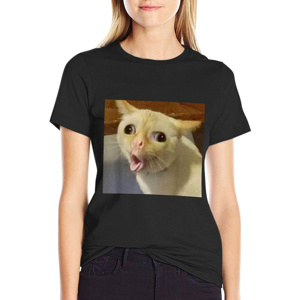 Cat Gagging Meme Funny Kitty Coughing Cat Top Iconic Meme  Versatile T-Shirt
