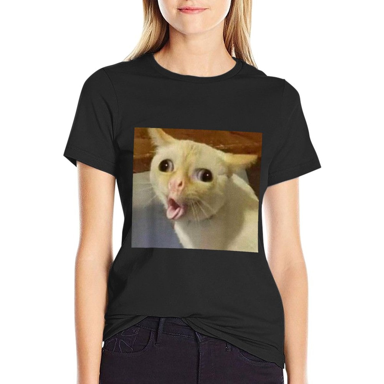 Cat Gagging Meme Funny Kitty Coughing Cat Top Iconic Meme  Versatile T-Shirt