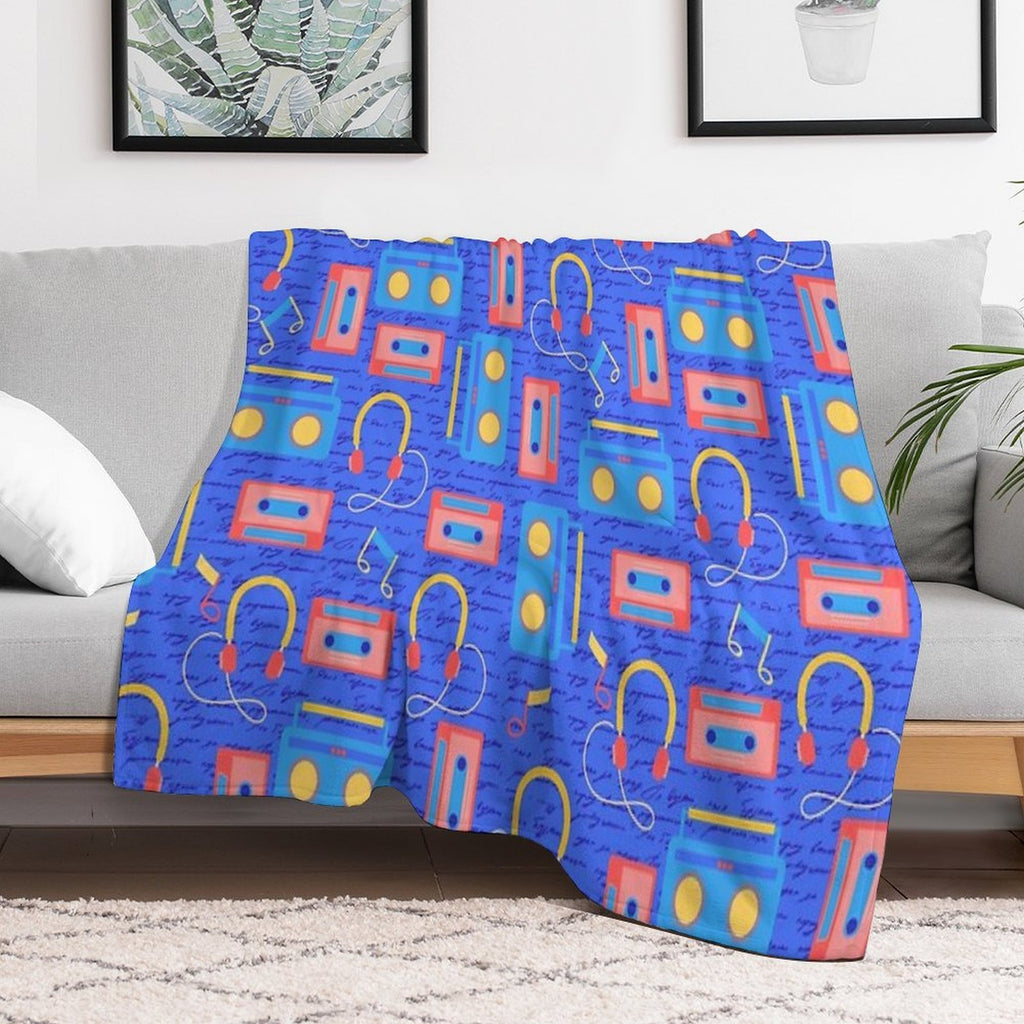 Cool Retro Music Travel-friendly Throw Blanket