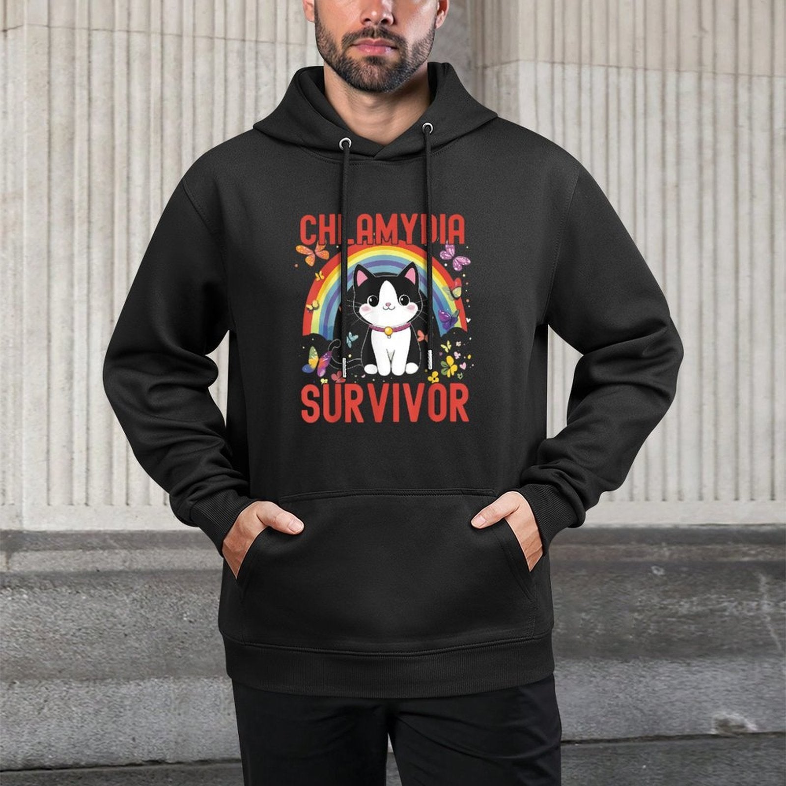 Chlamydia Survivor  Funny Inappropriate  Adult Meme Cat Versatile Streetwear Hoodie