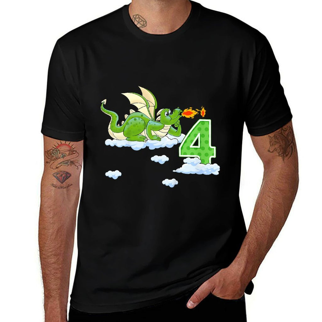 Kids Dragon 4 Year Old Birthday Outfit Boy Knight 4th Birthday  Versatile T-Shirt