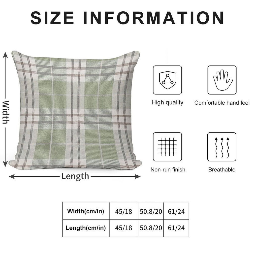 Sage Green Plaid Soft Anti-Pilling Throw Pillow