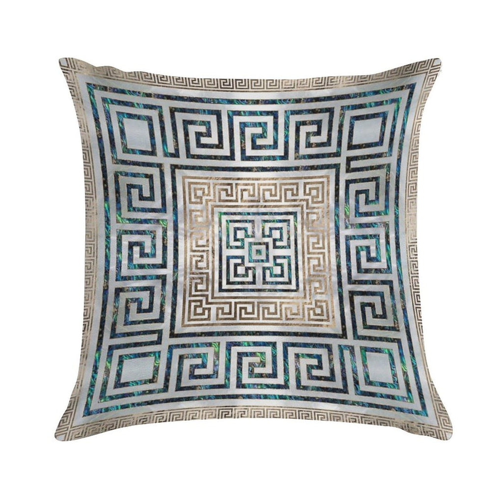 Greek Key Ornament - Greek Meander -Abalone And Gold Soft Ultra-Soft Texture Throw Pillow