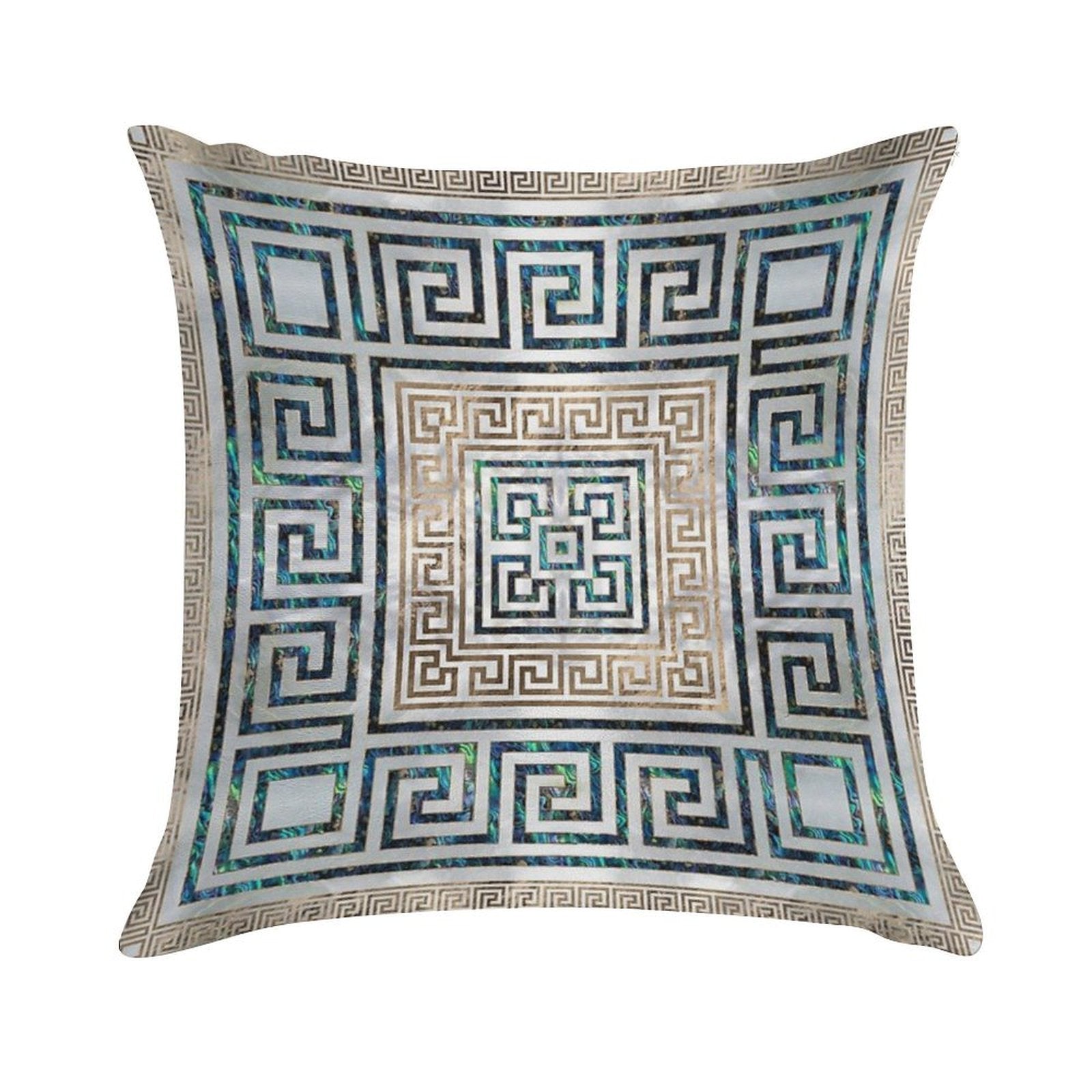 Greek Key Ornament - Greek Meander -Abalone And Gold Soft Ultra-Soft Texture Throw Pillow