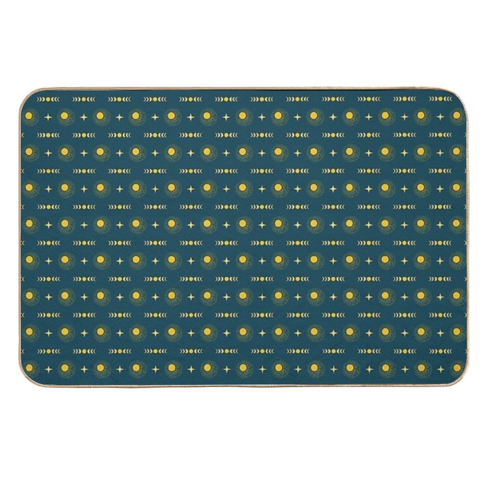 Boho Sun Moon & Stars - Navy & Yellow  Eco-Friendly Bath Mat