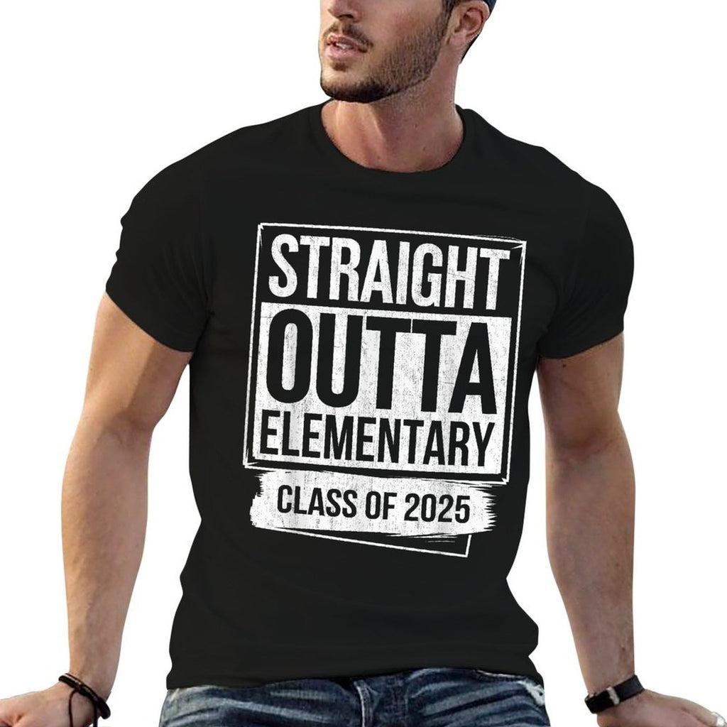 Straight Outta Elementary Graduate Class Of 2025 Graduation  Easy-care T-Shirt