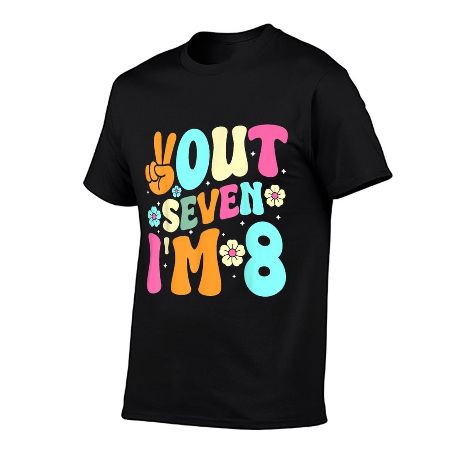 Peace Out Seven I'm 8 Kids 8th Birthday Eight Years Old  Heathered Texture T-Shirt