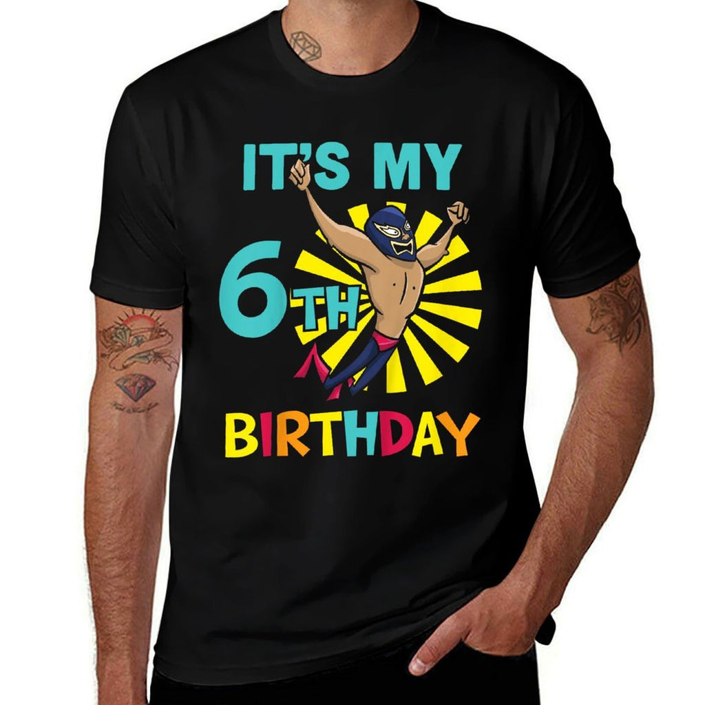 Kids Kids It's My 6th Birthday Wrestling Theme for 6-Year-Old Boy  Oversized Silhouette T-Shirt