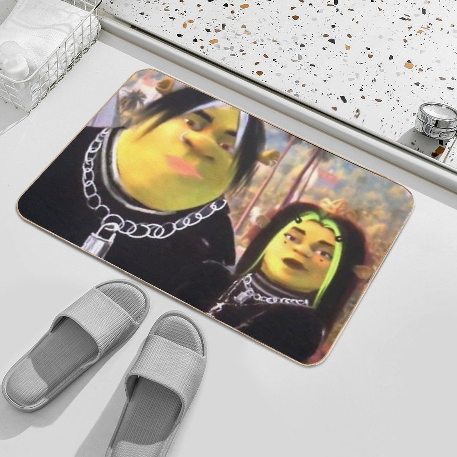 Eboy Shrek And Egirl Fiona  Easy To Clean Bath Mat