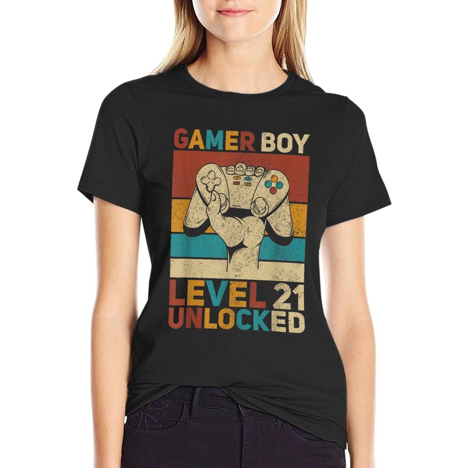 Mens Gamer Boy Level 21 Unlocked 21 Years Old Boy 21st Birthday  Quick-drying T-Shirt