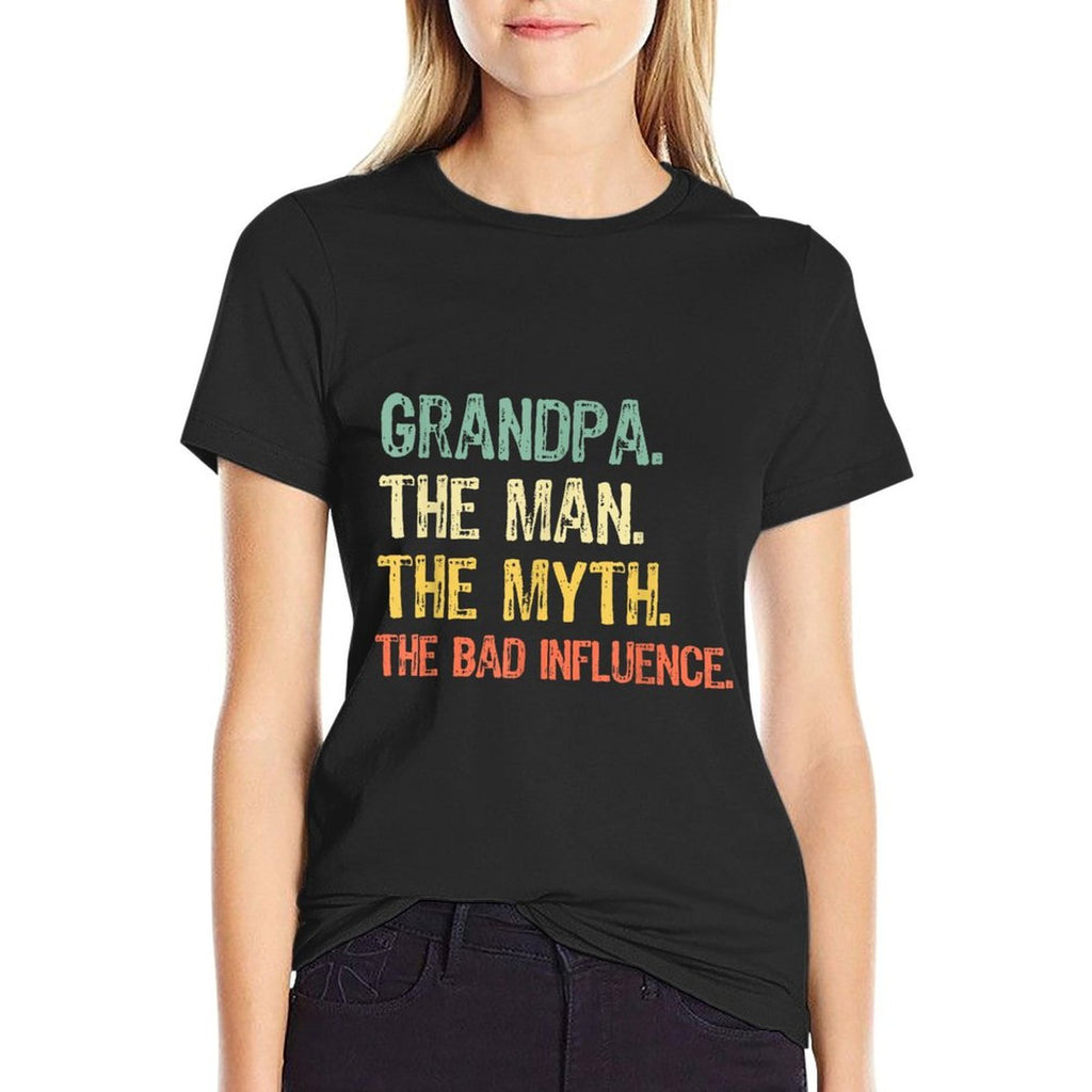 Grandpa The Man The Myth The Bad Influence Funny Retro  Eco-friendly Material T-Shirt