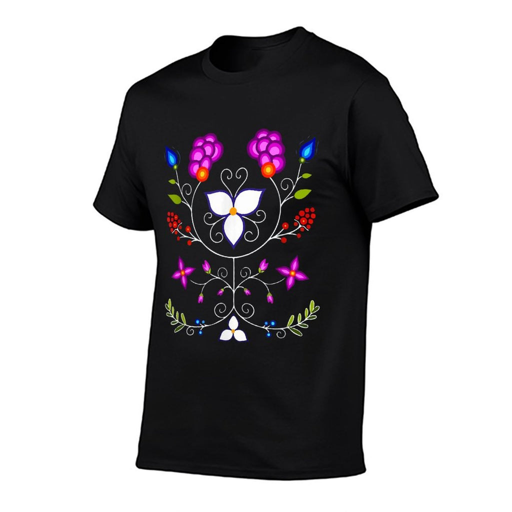 Ojibwe Floral Native American Flowers Indigenous Botanical  Summer-ready Fabric T-Shirt