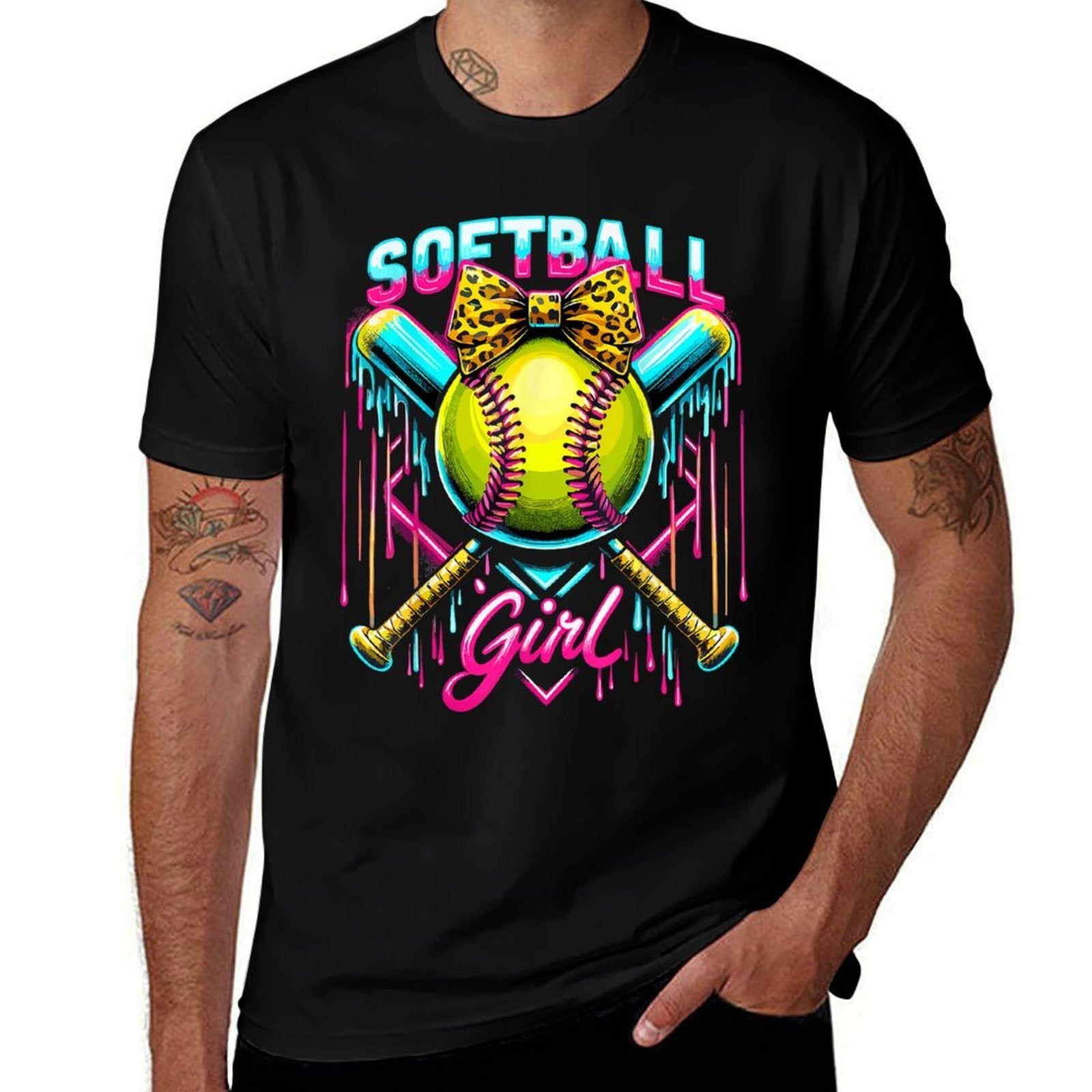Softball Player Girl Ice Cream Softball Drip  Affordable Price T-Shirt
