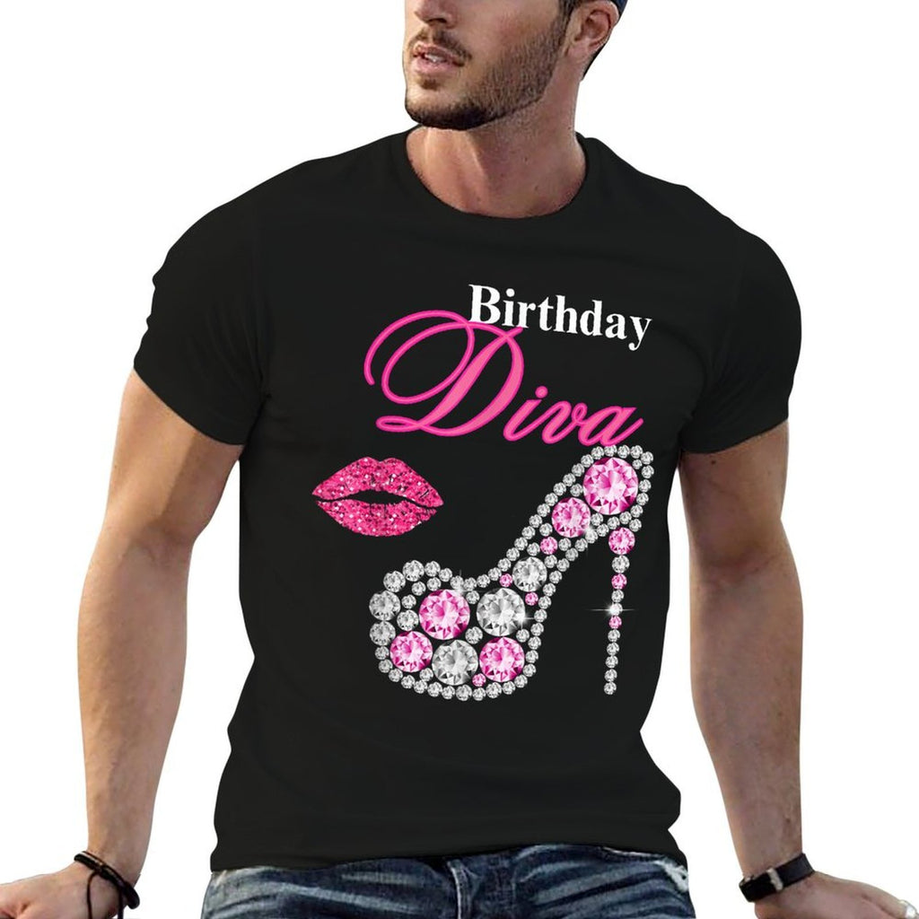 Hot Pink Lips Gifts High Heel Afro Diva Birthday Melanin  Wrinkle-resistant T-Shirt