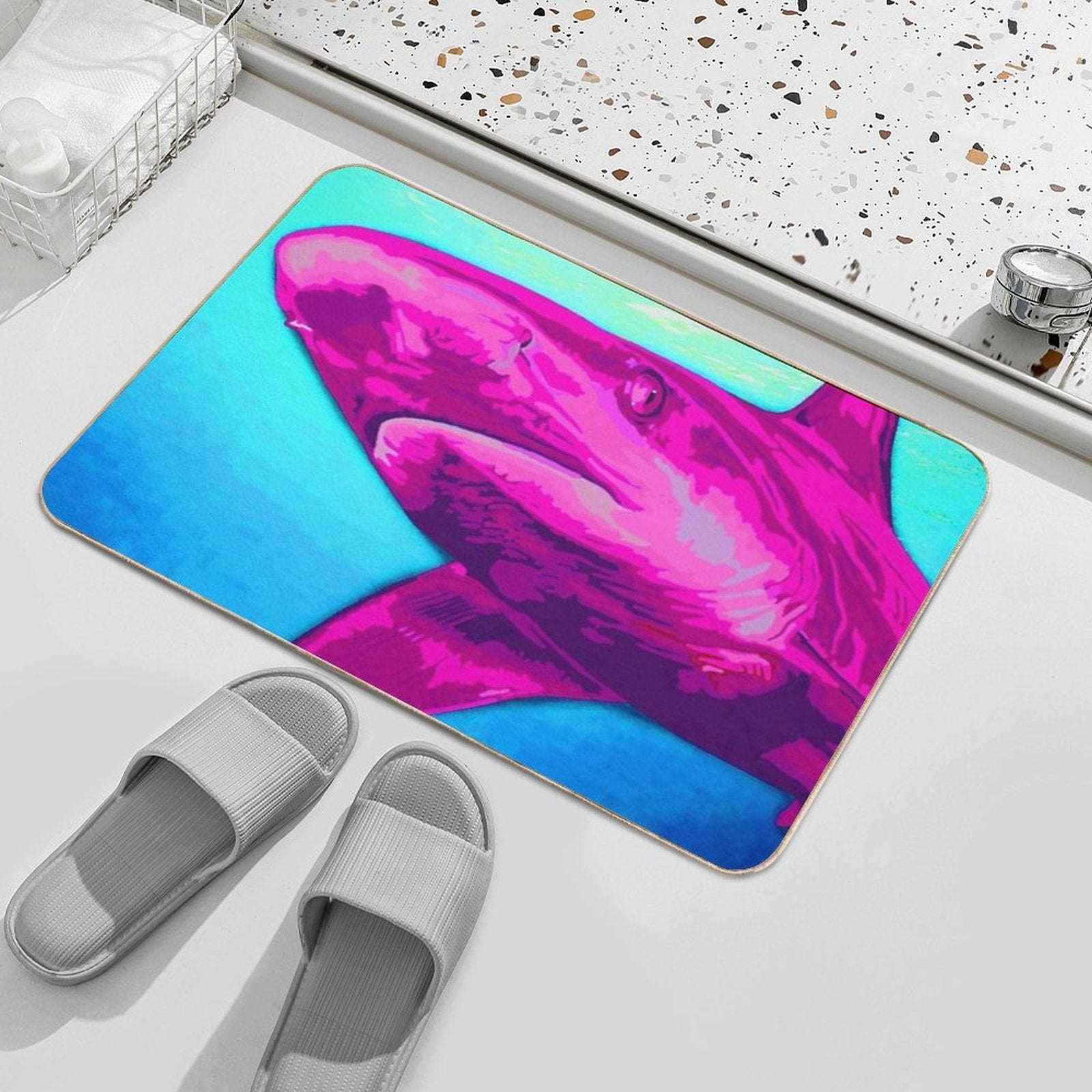 Pink Shark  High-Traffic Bath Mat