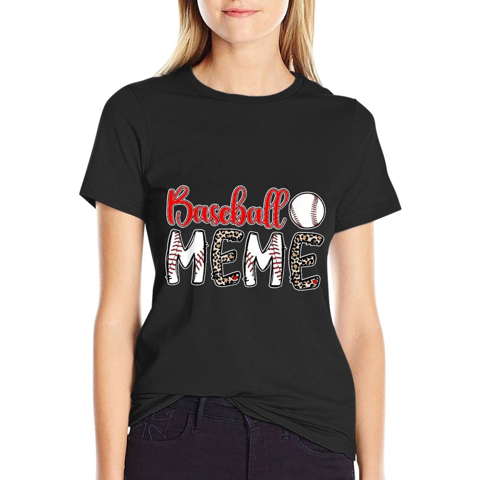 Proud Baseball Meme For Mother's Day Women's Baseball Meme Grandma Black Cotton 60 Polyester 40 Short Sleeve  Odor-resistant T-Shirt