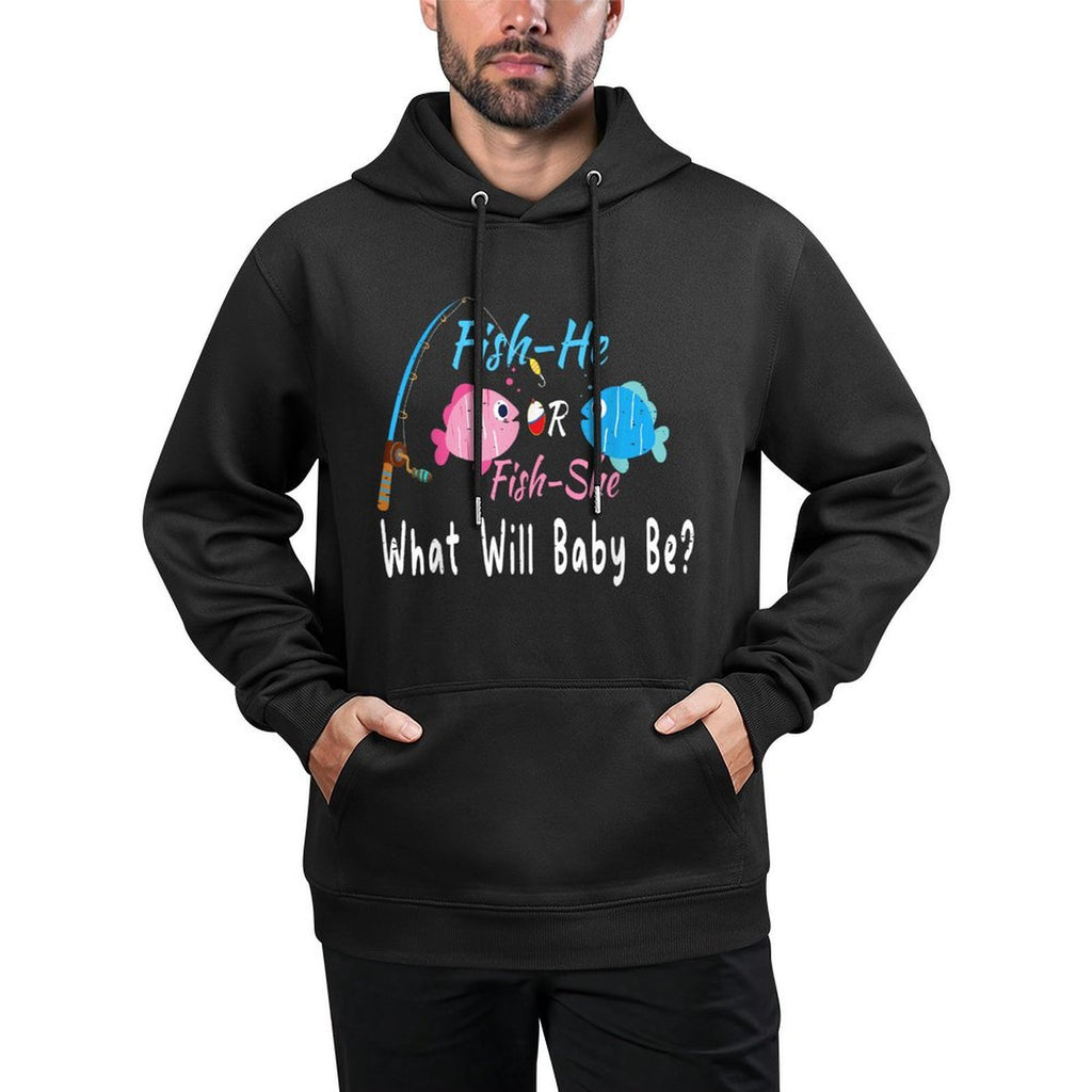 Fish-he Or Fish-she Pregnancy Announcement Fishing Lover Cotton-Polyester Blend Hoodie
