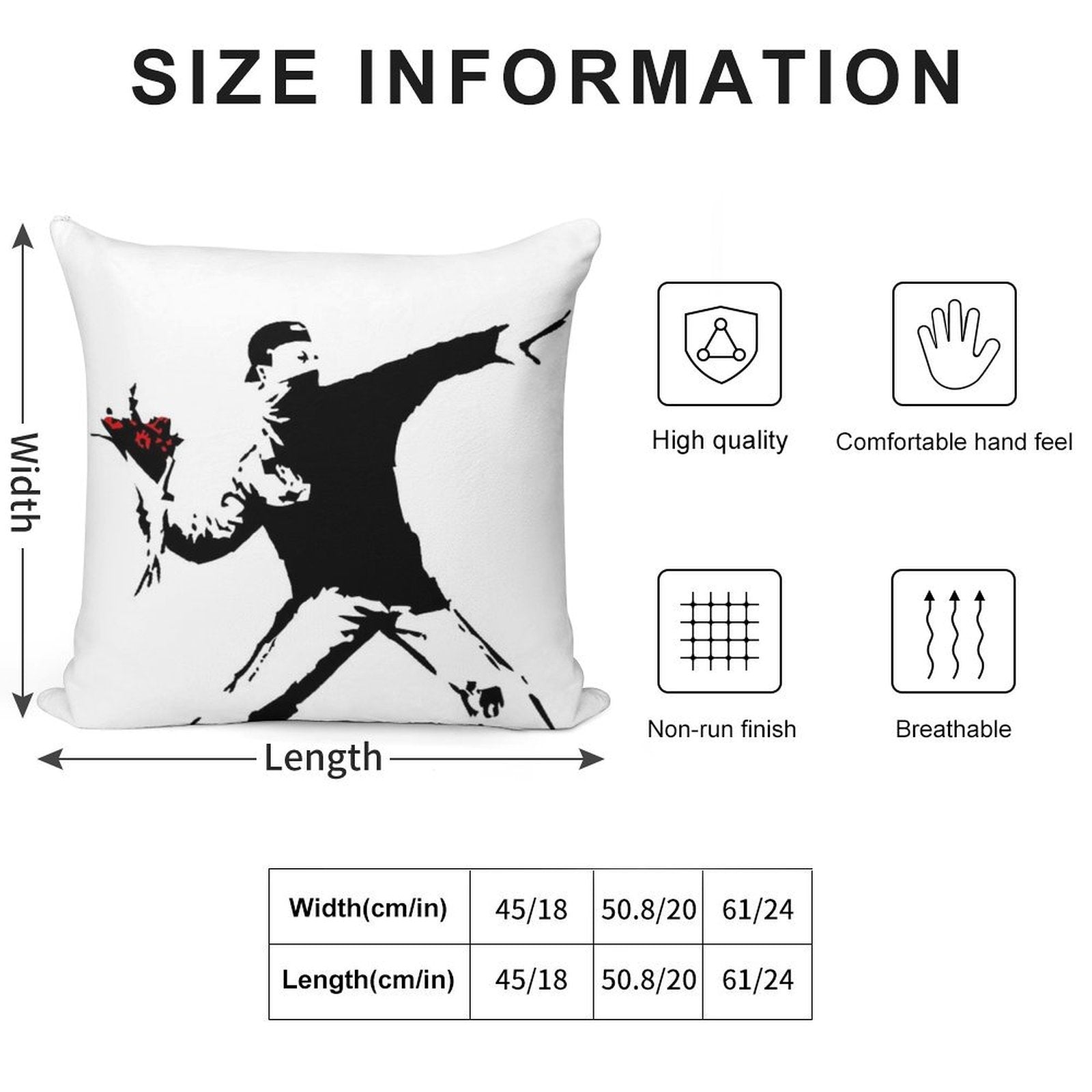 Banksy Flower Thrower! Soft High-Density Material Throw Pillow
