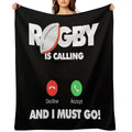 Rugby Is Calling And I Must Go, Funny Sport Player Premium Throw Blanket